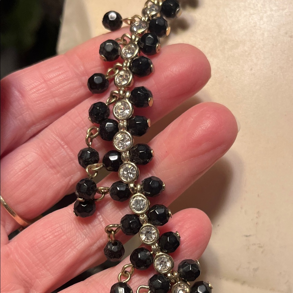 Elegant Black and Gold Beaded Necklace 19 1/2 inches long